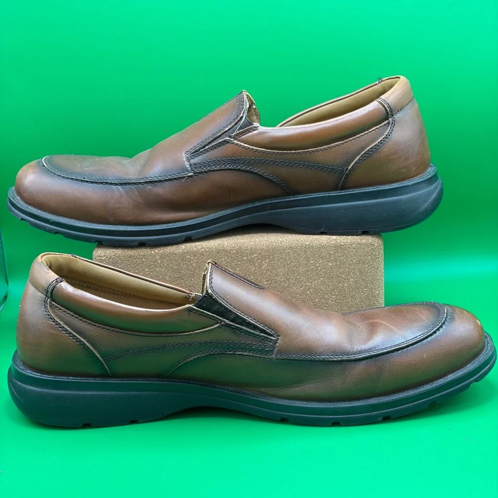 Dockers Calamar Mens 12M Dark Leather Slip On Loafers Apron Toe Casual Shoes